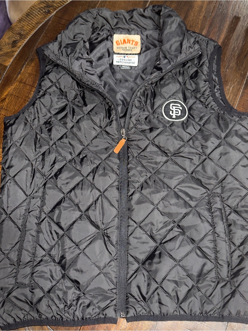 Genuine Merchandise Black Quilted SF Logo Vest SEASON TICKET MEMBER